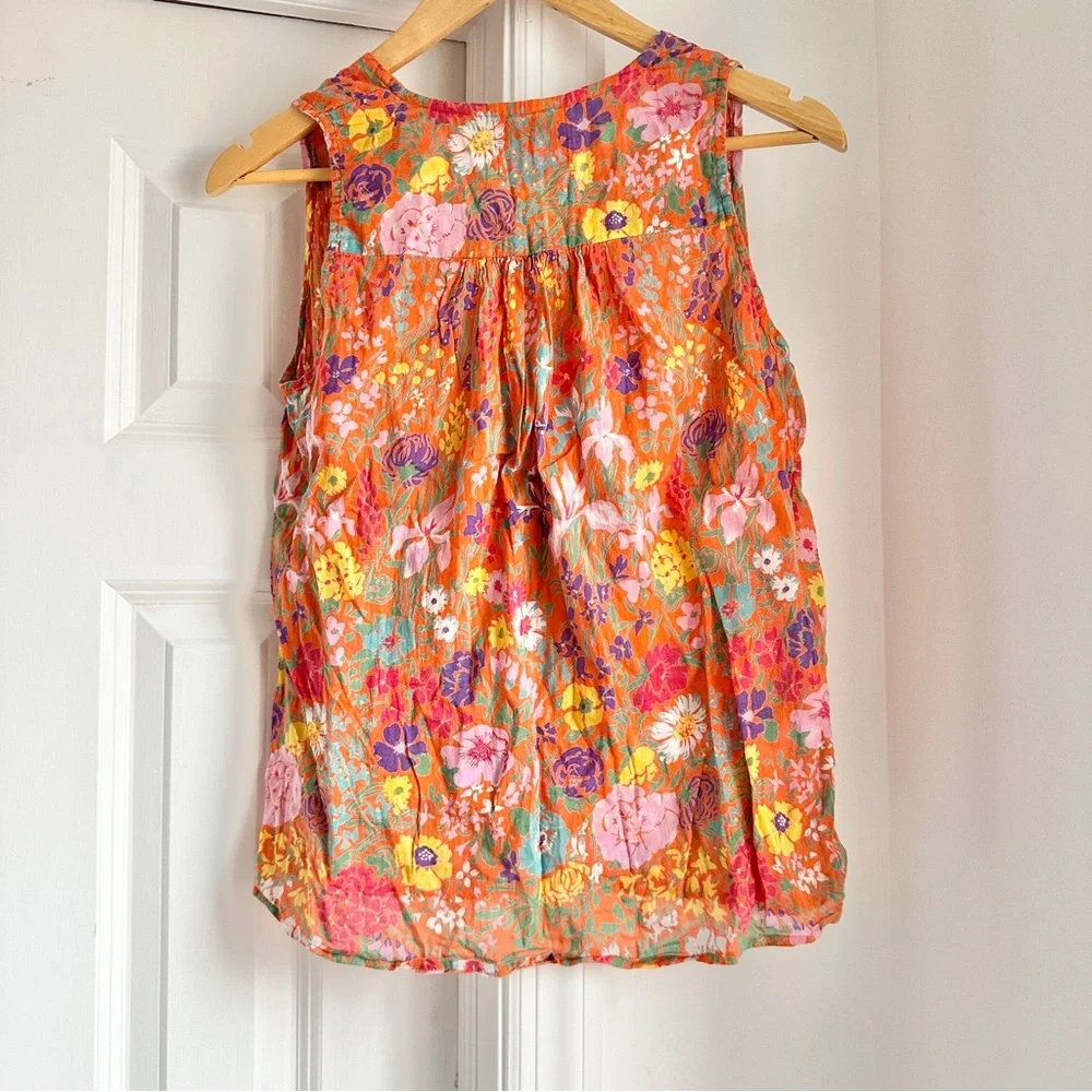 Banjanan Sleeveless Floral Orange Top - Picture 3 of 6